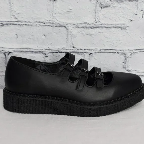 NEW IN BOX T.U.K. Footwear Women's Black TUKskin Pointed 3-Strap Mary Jane Shoes - Picture 6 of 8